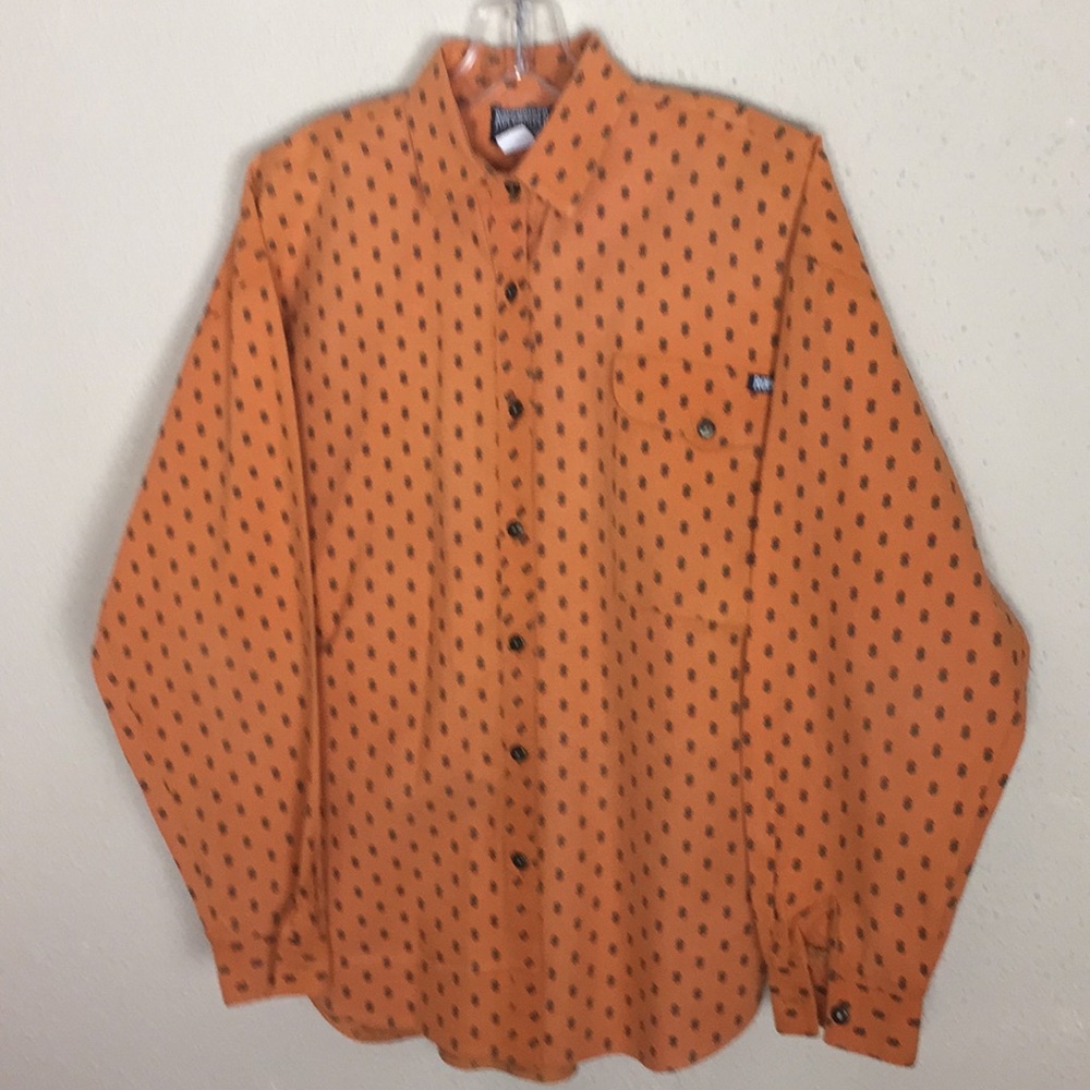 Orange Polka Dot Button Down Shirt